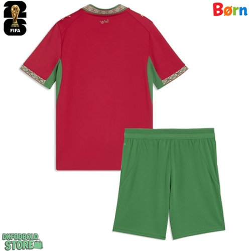 Marokko Replika Babytøj Hjemmebanesæt Børn VM 2026 Kortærmet (+ Korte bukser)